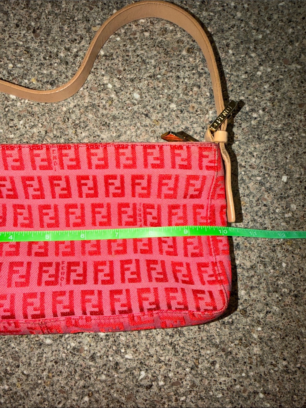 Fendi Vintage Y2k Red FF Logo Canvas Shoulder Bag - Picture 7 of 8